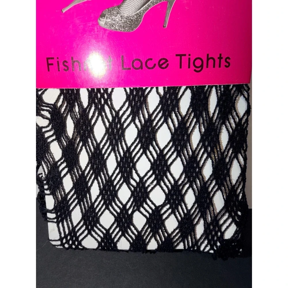 NuNu Nu&Nu Legwear Black Fishnet Lace Tights Diamond Pattern S/M LF1006 Hosiery